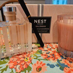 NEST FULL SIZE Himalayan Salt and Rosewater Diffuser and Candle Set - NWT!!!!
